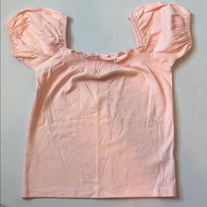 Janie and Jack Light Pink Puff-Sleeve Smocked Neck Top
